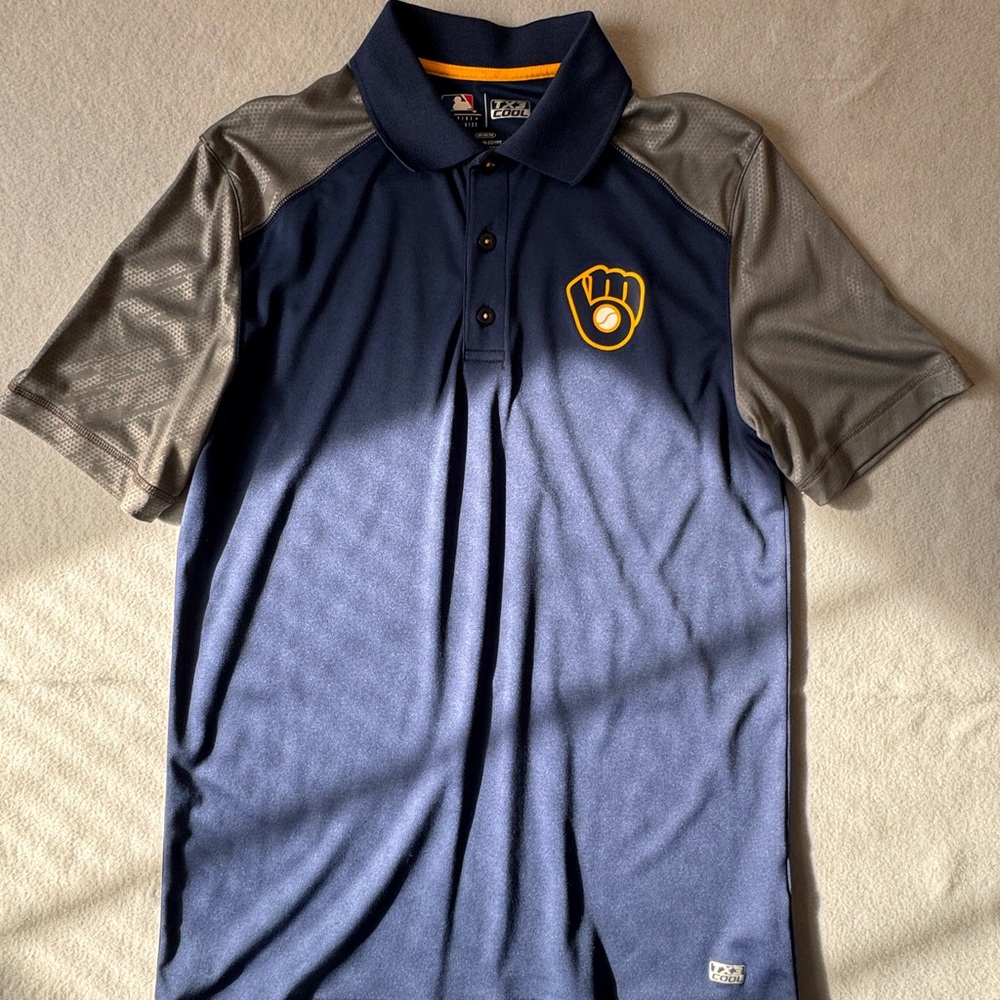 Brewers Genuine Merchandise Blue and Gray Polo Shirt